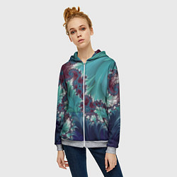 Толстовка на молнии женская Фрактальный растительный паттерн Fractal Plant Pat, цвет: 3D-меланж — фото 2