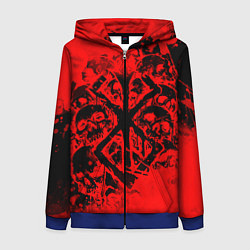 Толстовка на молнии женская КЛЕЙМО ЖЕРВЫ И ЧЕРЕПА БЕРСЕРК, цвет: 3D-синий