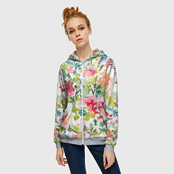 Толстовка на молнии женская Floral pattern Watercolour Summer, цвет: 3D-меланж — фото 2