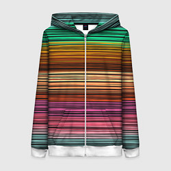 Толстовка на молнии женская Multicolored thin stripes Разноцветные полосы, цвет: 3D-белый