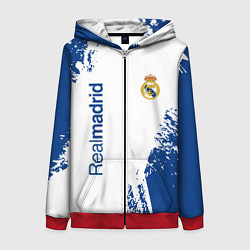 Толстовка на молнии женская Реал Мадрид краска, цвет: 3D-красный