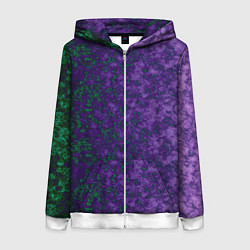 Толстовка на молнии женская Marble texture purple green color, цвет: 3D-белый