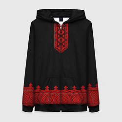 Толстовка на молнии женская Черная славянская рубаха, цвет: 3D-черный