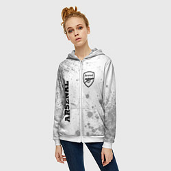 Толстовка на молнии женская Arsenal Sport на светлом фоне, цвет: 3D-белый — фото 2