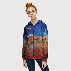 Толстовка на молнии женская Туманность Киля фото НАСА, цвет: 3D-красный — фото 2