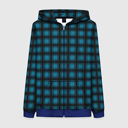 Толстовка на молнии женская Black and blue plaid, цвет: 3D-синий