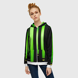 Толстовка на молнии женская Абстрактные неоновые колбы с кислотой - Зелёный, цвет: 3D-белый — фото 2