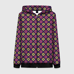 Женская толстовка на молнии Желто-бордовые кружки паттерн