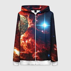 Женская толстовка на молнии Яркая звезда в космическом пространстве