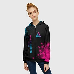 Толстовка на молнии женская Thirty Seconds to Mars Neon Gradient, цвет: 3D-черный — фото 2