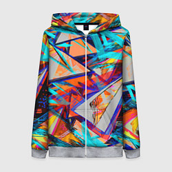 Толстовка на молнии женская Яркий неоновый абстрактный узор, цвет: 3D-меланж