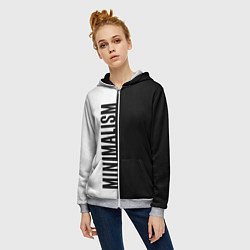 Толстовка на молнии женская MINIMALISM - BLACK AND WHITE, цвет: 3D-меланж — фото 2