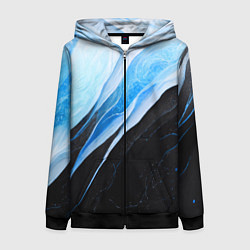 Толстовка на молнии женская Тёмно-синий мрамор, цвет: 3D-черный