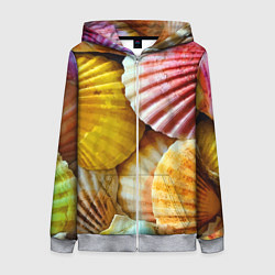 Женская толстовка на молнии Разноцветные створки океанских раковин