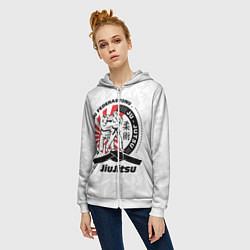Толстовка на молнии женская Jiujitsu emblem Джиу-джитсу, цвет: 3D-белый — фото 2