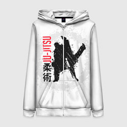 Толстовка на молнии женская Jiu jitsu splashes logo, цвет: 3D-белый