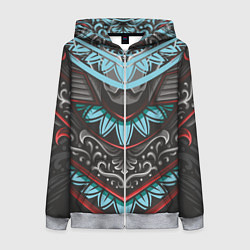 Толстовка на молнии женская Узорчатые узоры, цвет: 3D-меланж