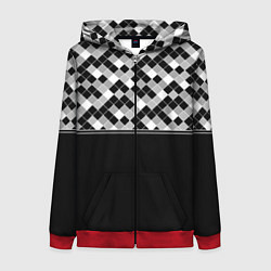 Женская толстовка на молнии Черно-белый геометрический узор