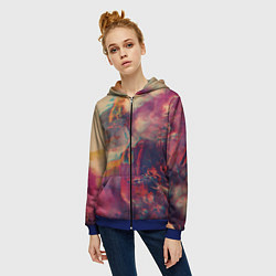 Толстовка на молнии женская Множество красок - Розовый, красный, жёлтый, цвет: 3D-синий — фото 2