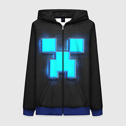 Толстовка на молнии женская Minecraft Creeper - neon, цвет: 3D-синий