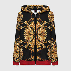 Женская толстовка на молнии Золотая гжель модные цветы