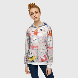 Толстовка на молнии женская Skzoo Jinniret pattern cartoon avatar, цвет: 3D-белый — фото 2