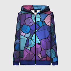 Толстовка на молнии женская Цветные кубы, цвет: 3D-синий