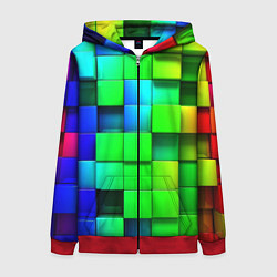 Женская толстовка на молнии Цветные неоновые кубы