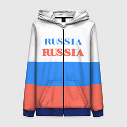 Толстовка на молнии женская Цвета флага России Russia, цвет: 3D-синий