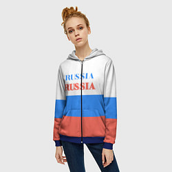 Толстовка на молнии женская Цвета флага России Russia, цвет: 3D-синий — фото 2