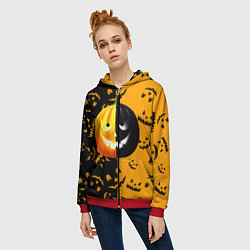 Толстовка на молнии женская Тыква на Хэллоуин, цвет: 3D-красный — фото 2