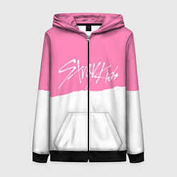 Женская толстовка на молнии Stray Kids pink and white