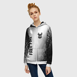 Толстовка на молнии женская Free Fire glitch на светлом фоне: надпись, символ, цвет: 3D-белый — фото 2