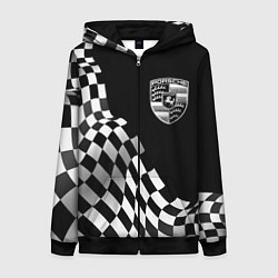 Женская толстовка на молнии Porsche racing flag