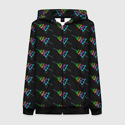 Толстовка на молнии женская Colored triangles, цвет: 3D-черный