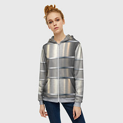 Толстовка на молнии женская Металлические полосы - текстура алюминия, цвет: 3D-меланж — фото 2