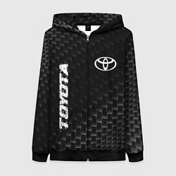 Толстовка на молнии женская Toyota карбоновый фон, цвет: 3D-черный
