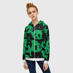 Толстовка на молнии женская Panda green pattern, цвет: 3D-белый — фото 2