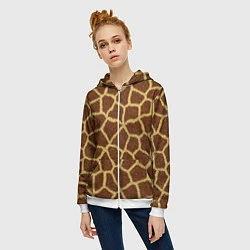 Толстовка на молнии женская Текстура жирафа, цвет: 3D-белый — фото 2
