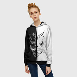 Толстовка на молнии женская Drain Face ZXC, цвет: 3D-черный — фото 2