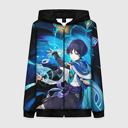 Толстовка на молнии женская Странник: Genshin impact, цвет: 3D-черный