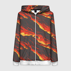 Толстовка на молнии женская Потоки лавы в японском стиле, цвет: 3D-белый