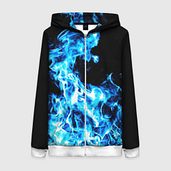 Женская толстовка на молнии Красивый неоновый синий огонь