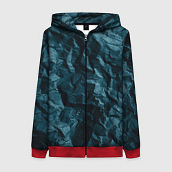 Толстовка на молнии женская Абстрактные тёмно-синяя каменная текстура, цвет: 3D-красный