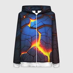 Женская толстовка на молнии Яркая неоновая лава, разломы