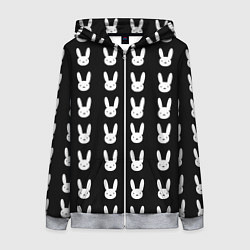 Женская толстовка на молнии Bunny pattern black