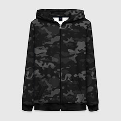 Толстовка на молнии женская Ночной камуфляж, цвет: 3D-черный