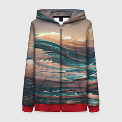 Толстовка на молнии женская Необъятный океан, цвет: 3D-красный