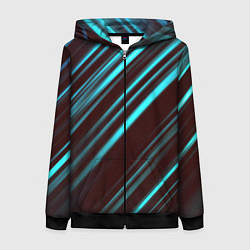 Толстовка на молнии женская Stripes line neon color, цвет: 3D-черный