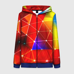 Толстовка на молнии женская Digital triangle abstract, цвет: 3D-синий